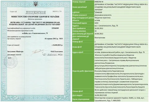 Документ — Державна Установа «Інститут Медицини Праці Імені Ю.І. Кундієва Національної Академії